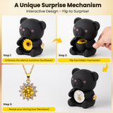 Mountova Lucky Sunflower Bear Necklace Gift Box Set, Romantic Jewelry for Mom, Daughter, Girlfriend, Birthday & Anniversary, Cute Room Decor