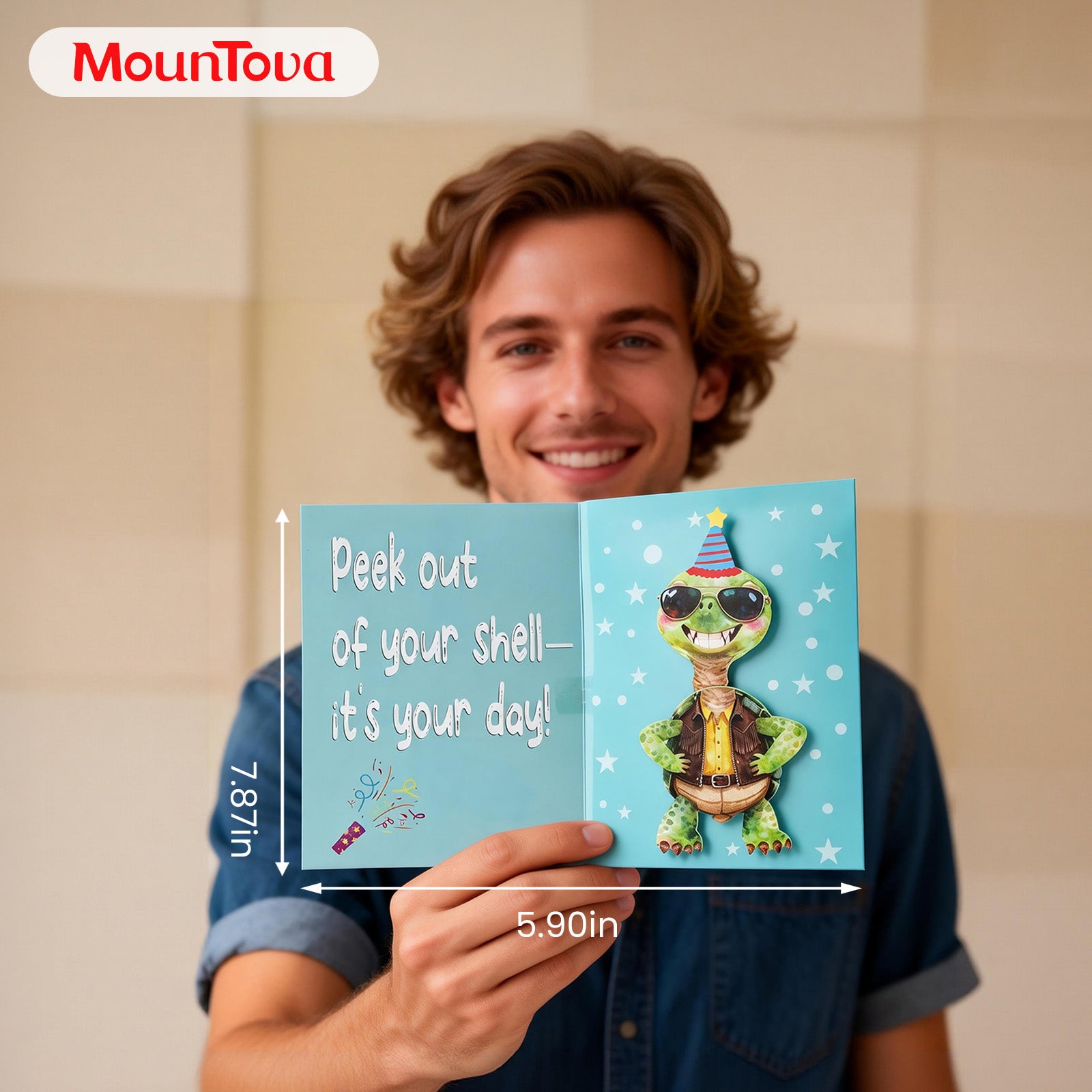 Musical Birthday Card That Plays the Happy Birthday Song with Sound & Motion – Cute Pop-Up Turtle Birthday Card, Funny&Animated Happy Birthday Gift for Kids, Women & Men