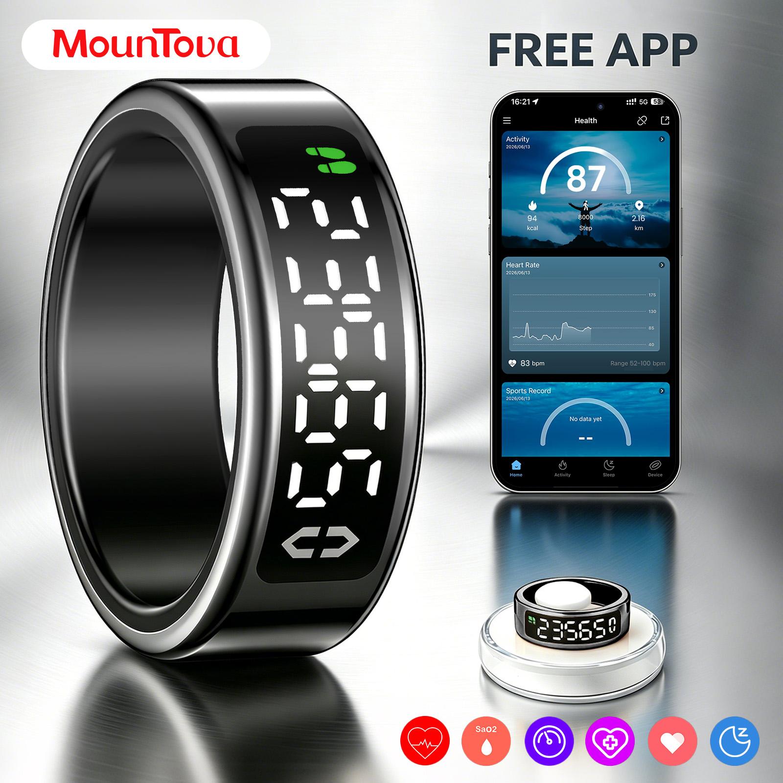 Smart Ring with LED Screen--Health, Fitness & Period Tracker, Camera Control. Gift for Men & Women, Black/Rose Gold/Silver Wearable Tech Gadgets Remote, Fitness health monitor,use for counting and reciting praises