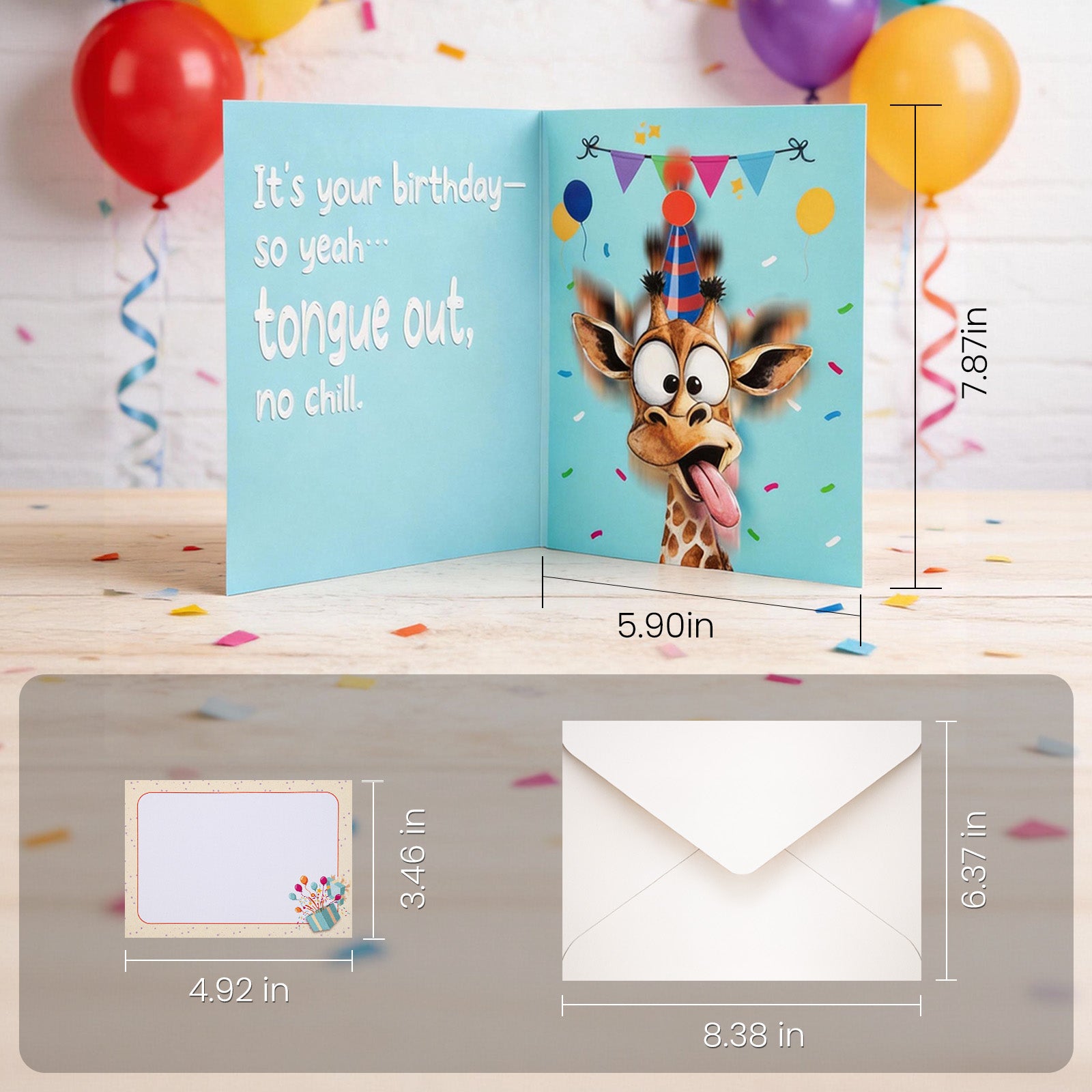 Mountova Funny Birthday Cards with Sound & Motion, Musical Shaking Giraffe Interactive Greeting Card for Women Men Kids, Happy Birthday Card with Envelope for Family Friends Coworker