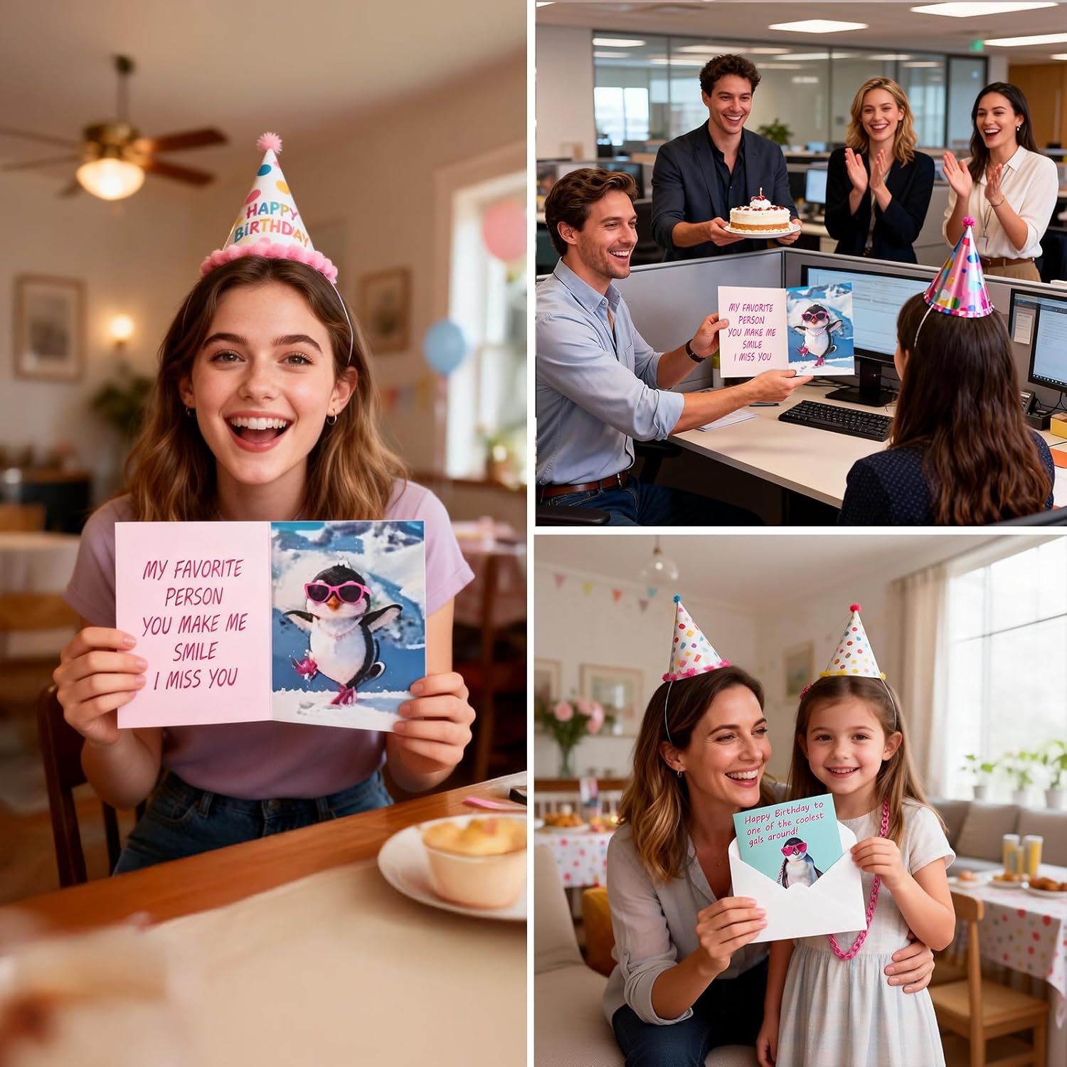 Funny Birthday Card，Funny Penguin Musical ＆ Shaking Card，Interactive Greeting Card with Envelope for Women，Girlfriend，Colleague，Bestie