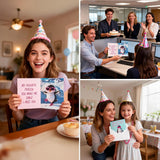 Funny Birthday Card，Funny Penguin Musical ＆ Shaking Card，Interactive Greeting Card with Envelope for Women，Girlfriend，Colleague，Bestie