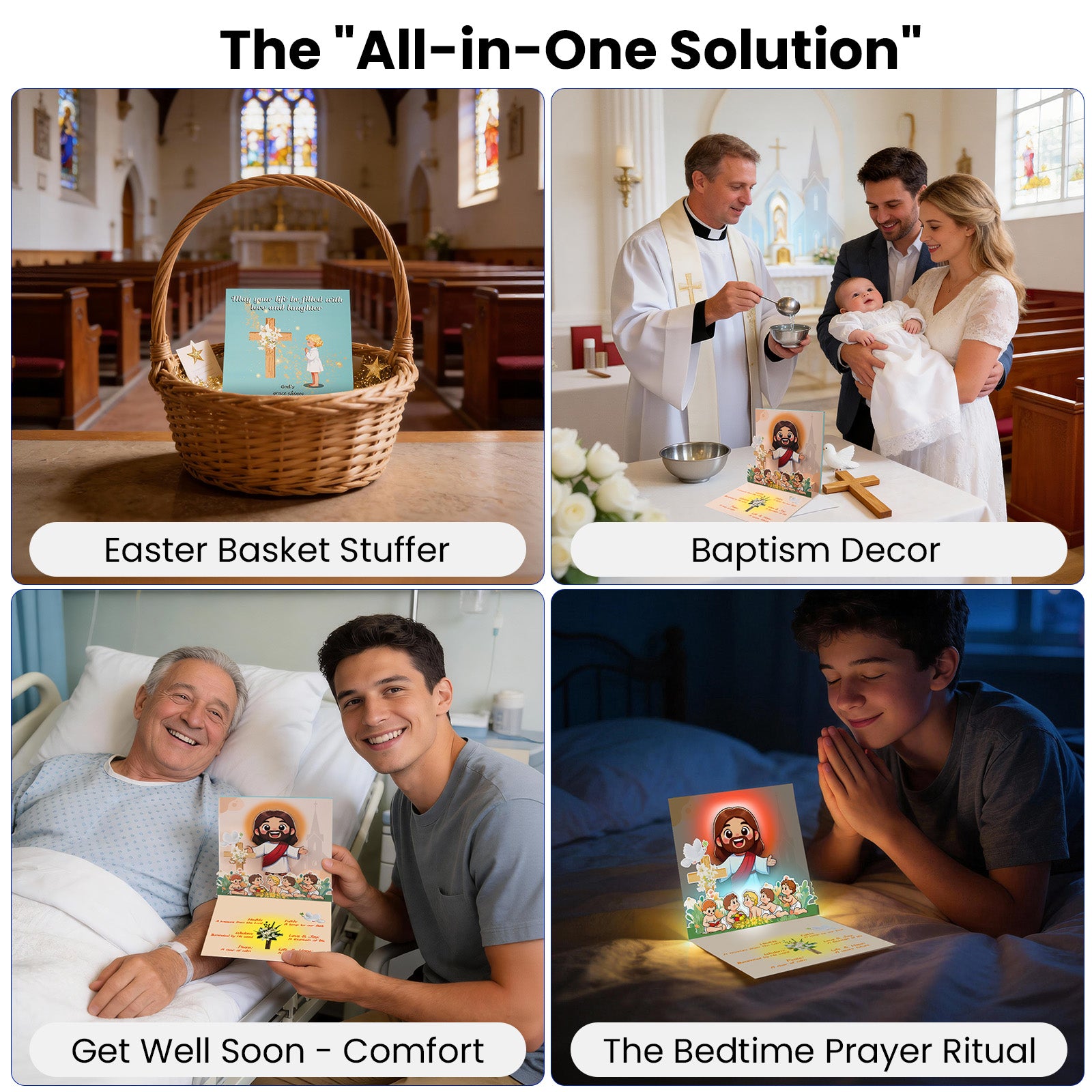 Baptism Card with Light & Music – Jesus Christening Greeting Card, Religious Keepsake Gift for Baby Boy or Girl,Man or Woman