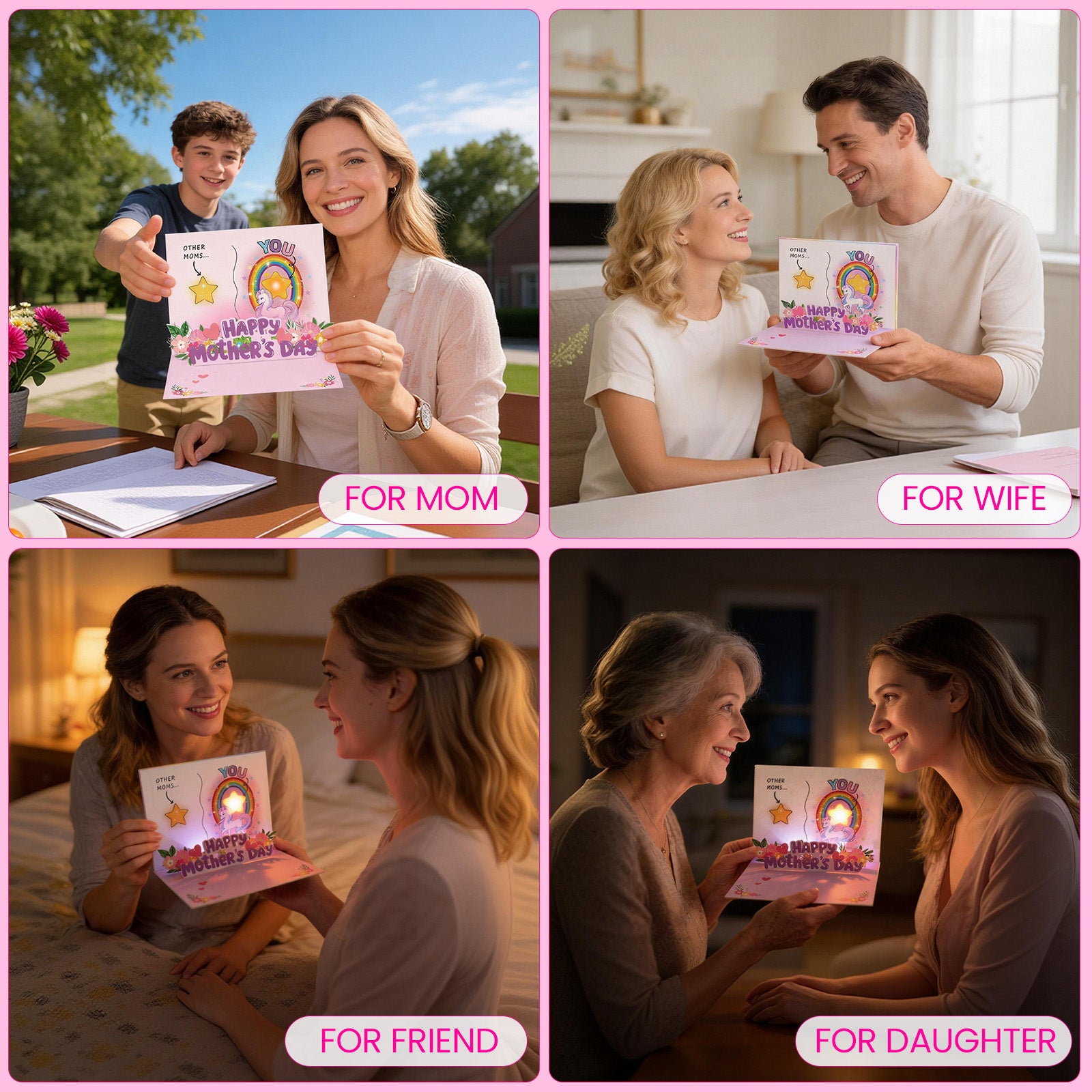 Unicorn Light & Sound Mother's Day Card – A Magical Surprise That Sings and Shines,Singing Surprise for the One，The perfect Mother's Day gift for mom Who Deserves the Best