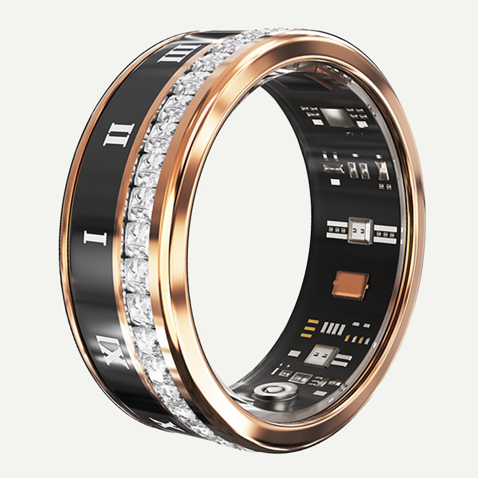 Unisex Colorblock Patchwork Design StainlessSteel Ring, Multifunctional Smart Ring, FashionAccessories for Men & Women, Wearable
