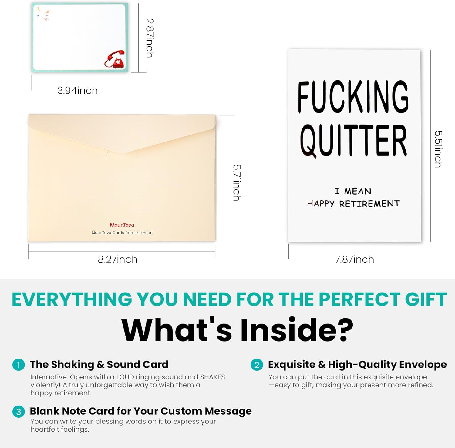 Funny Retirement Card for Woman Man, Musical & Shaking Telephone Retired Cards Farewell Leaving Card Humorous Greeting Cards with Envelope Happy Retirement Cards Gifts for Coworker Colleague Friend