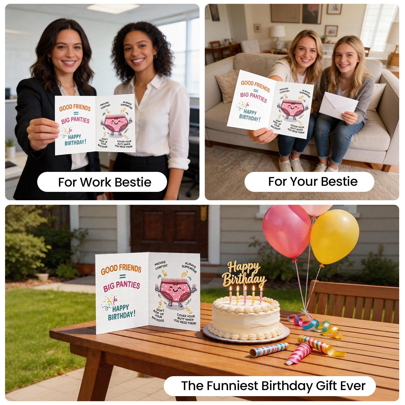 Funny Musical Birthday Card for Best Friend - Shaking Underwear Pop Up Card, Hilarious Gag Gift for BFF, Bestie, Work Friend