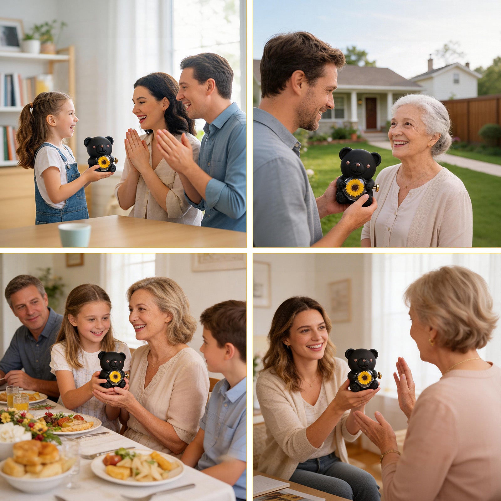 Mountova Lucky Sunflower Bear Necklace Gift Box Set, Romantic Jewelry for Mom, Daughter, Girlfriend, Birthday & Anniversary, Cute Room Decor