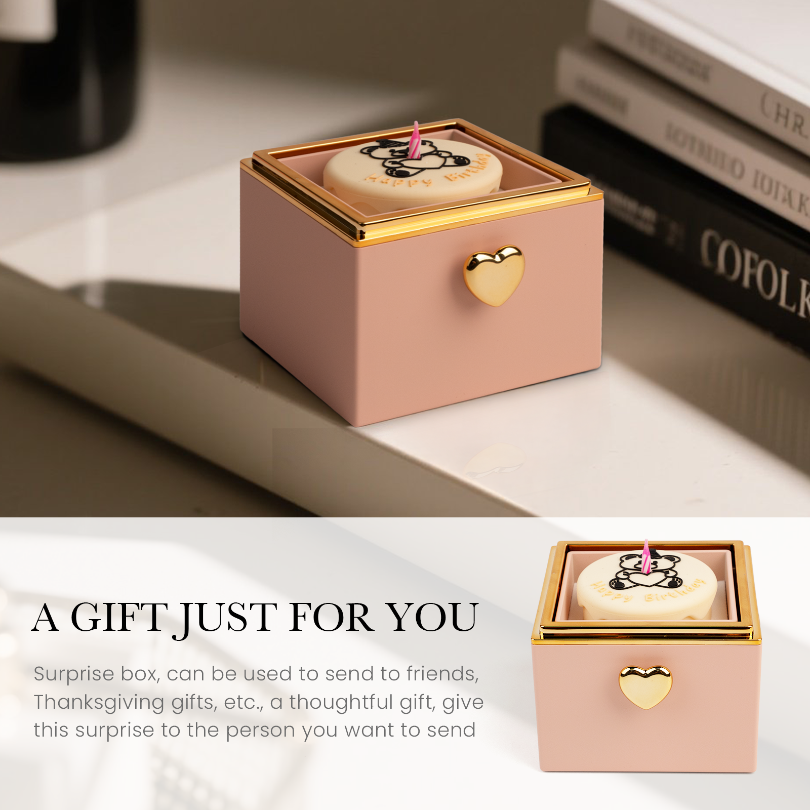 Coffret cadeau à rabat automatique, boîte à roses avec collier Love, cadeau pour elle