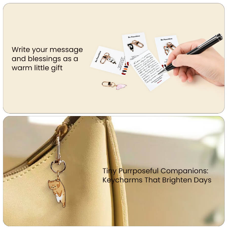 "Be Pawsitive" Cat Pocket Hug | Adorable Encouragement Keychain Charm