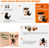 Black Cat Coffee Birthday Cards, Musical Funny Birthday Card，Funny Cat Meme Musical & Shaking Energetic Cat Greeting Card with Envelopes for Women，Men，Kids，5.9" x 8.3"