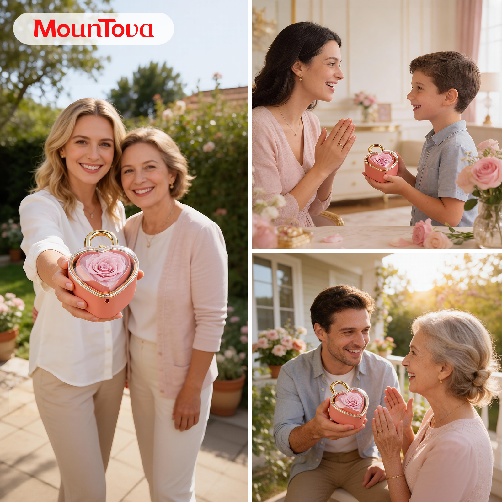 【V-Day gift for mom】Real Rose jewelry box, containing a heart-shaped rose pendant necklace Heart necklace A perfect gift for mom or grandma, ideal for Mother's Day or Valentine's Day.