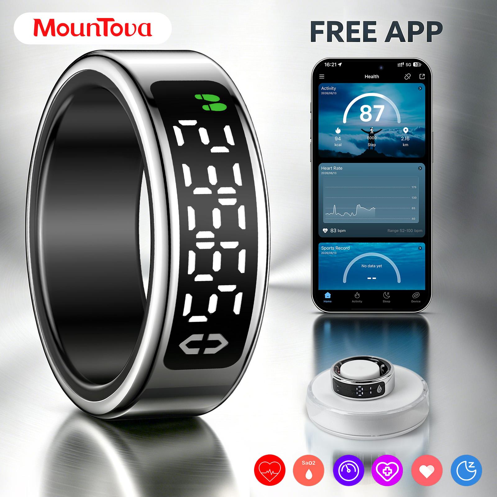 Smart Ring with LED Screen--Health, Fitness & Period Tracker, Camera Control. Gift for Men & Women, Black/Rose Gold/Silver Wearable Tech Gadgets Remote, Fitness health monitor,use for counting and reciting praises