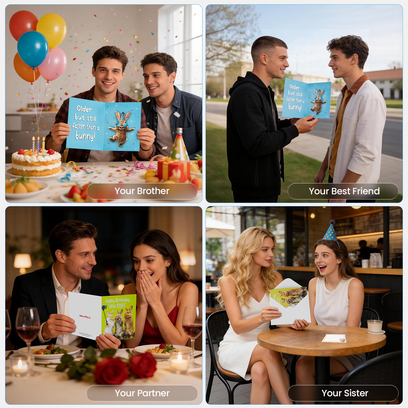 Funny Birthday Cards, Unique SHAKING & MUSICAL Birthday Card for Women Men Dad Husband, Hilarious Bunny-Themed Pop Up Greeting Card, Envelope & Extra Blank Card Included