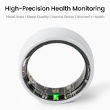White Ceramic Smart Ring for Men & Women – IP68 Waterproof Health & Fitness Tracker, Sleep, Heart Rate, Stress & Cycle Monitor, iOS & Android Compatible, Charging Case Included