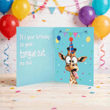 Mountova Funny Birthday Cards with Sound & Motion, Musical Shaking Giraffe Interactive Greeting Card for Women Men Kids, Happy Birthday Card with Envelope for Family Friends Coworker