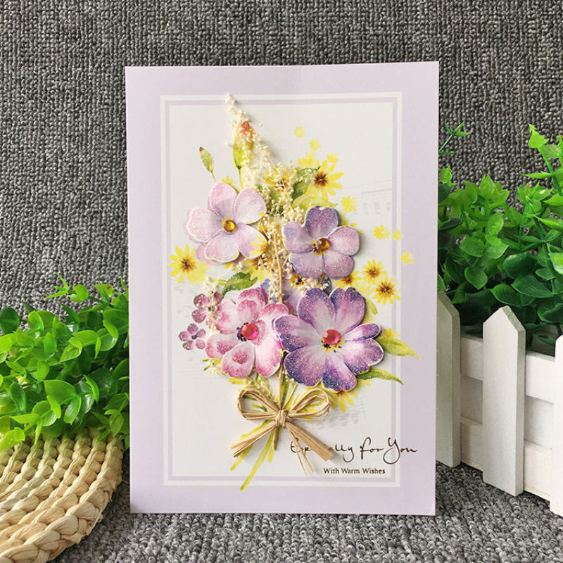Preserved Flower Bouquet Greeting Card, Gift for Birthday