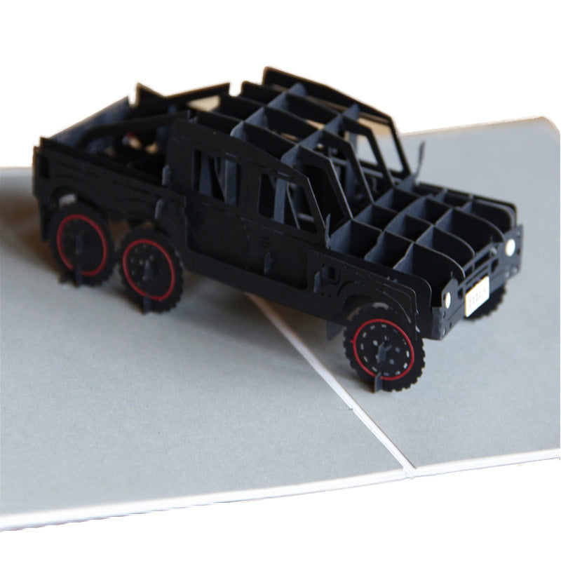 Vintage Jeep Pop up Card, 3D Greeting Card