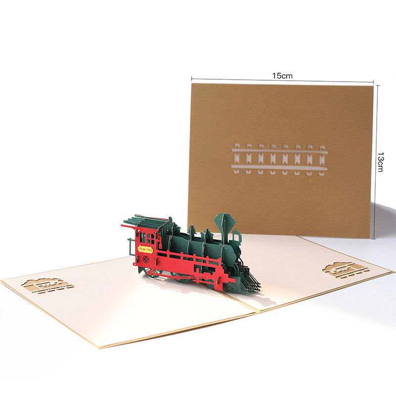 Retro Train Pop up Card, 3D Greeting Card