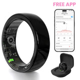 #6-#11 Pink White & Black Ceramic Smart Rings for Women & Men,Waterproof Wearable Fitness Trackers,Heart Rate,Stress & Cycle Monitor,Sleep Tracker, IP68 Waterproof,5-7 Day Battery, iOS & Android Compatible with Charging Case,Couple Gift