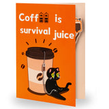 Black Cat Coffee Birthday Cards, Musical Funny Birthday Card，Funny Cat Meme Musical & Shaking Energetic Cat Greeting Card with Envelopes for Women，Men，Kids，5.9" x 8.3"