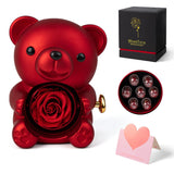 Red Teddy Bear and Preserved Flower with Heartfelt Message