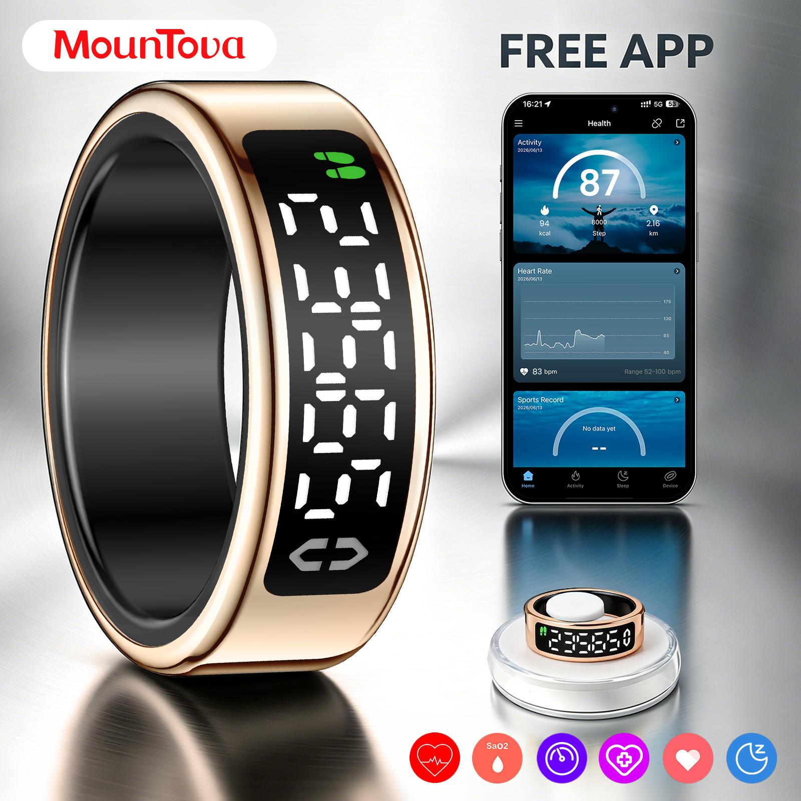 Smart Ring with LED Screen--Health, Fitness & Period Tracker, Camera Control. Gift for Men & Women, Black/Rose Gold/Silver Wearable Tech Gadgets Remote, Fitness health monitor,use for counting and reciting praises