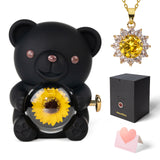 Mountova Lucky Sunflower Bear Necklace Gift Box Set, Romantic Jewelry for Mom, Daughter, Girlfriend, Birthday & Anniversary, Cute Room Decor