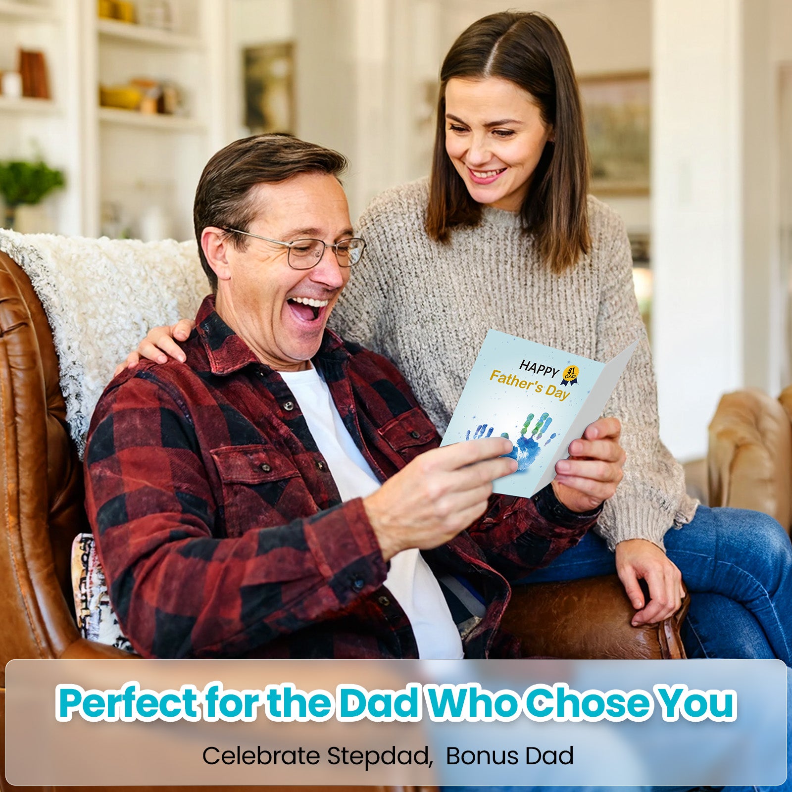 Musical Light-Up Stepdad Father's Day Card – Vibration & Glowing Heart Interactive Greeting Card for Bonus Dad, Keepsake Gift