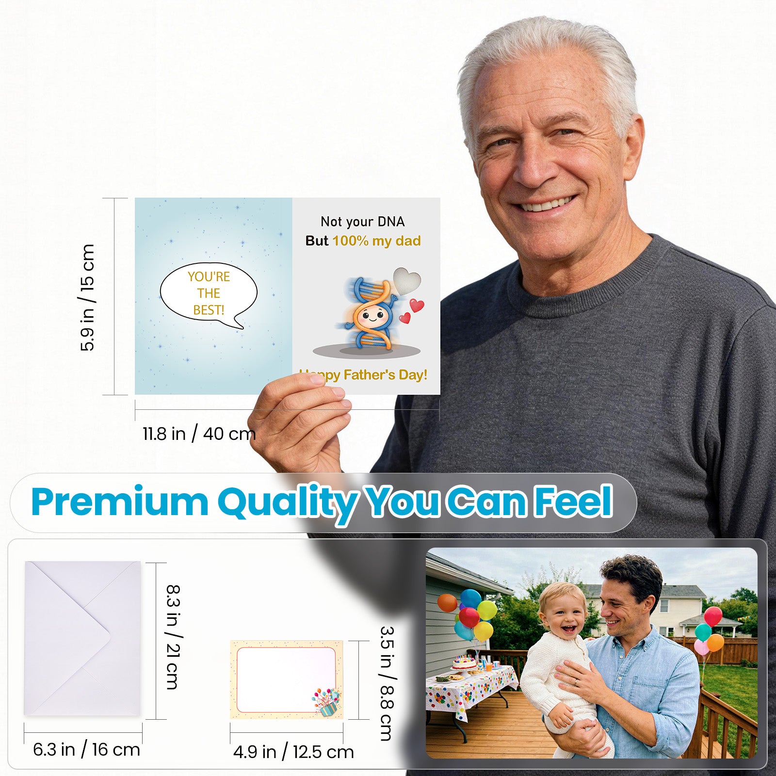 Musical Light-Up Stepdad Father's Day Card – Vibration & Glowing Heart Interactive Greeting Card for Bonus Dad, Keepsake Gift