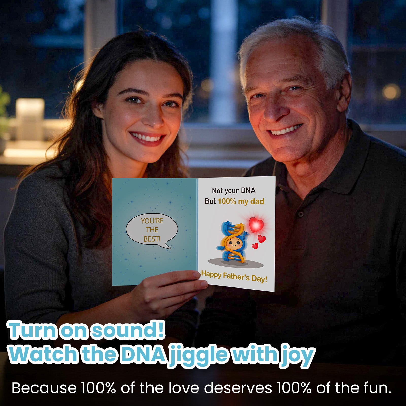 Musical Light-Up Stepdad Father's Day Card – Vibration & Glowing Heart Interactive Greeting Card for Bonus Dad, Keepsake Gift
