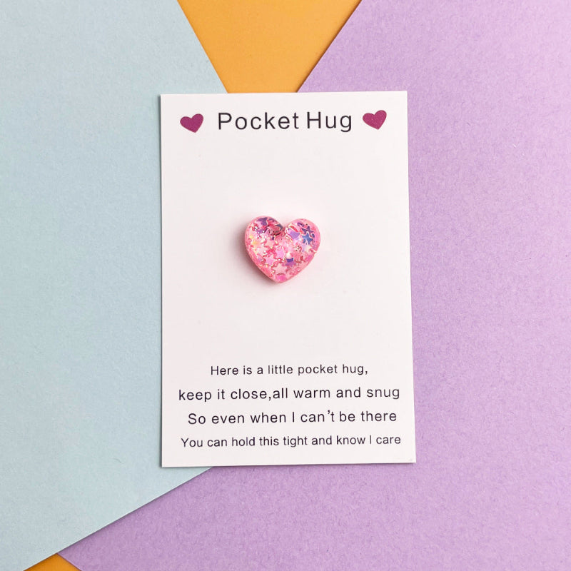 3D Resin Bead Heart Shape, Pocket Hug Set, 7 Pieces for 1 Set