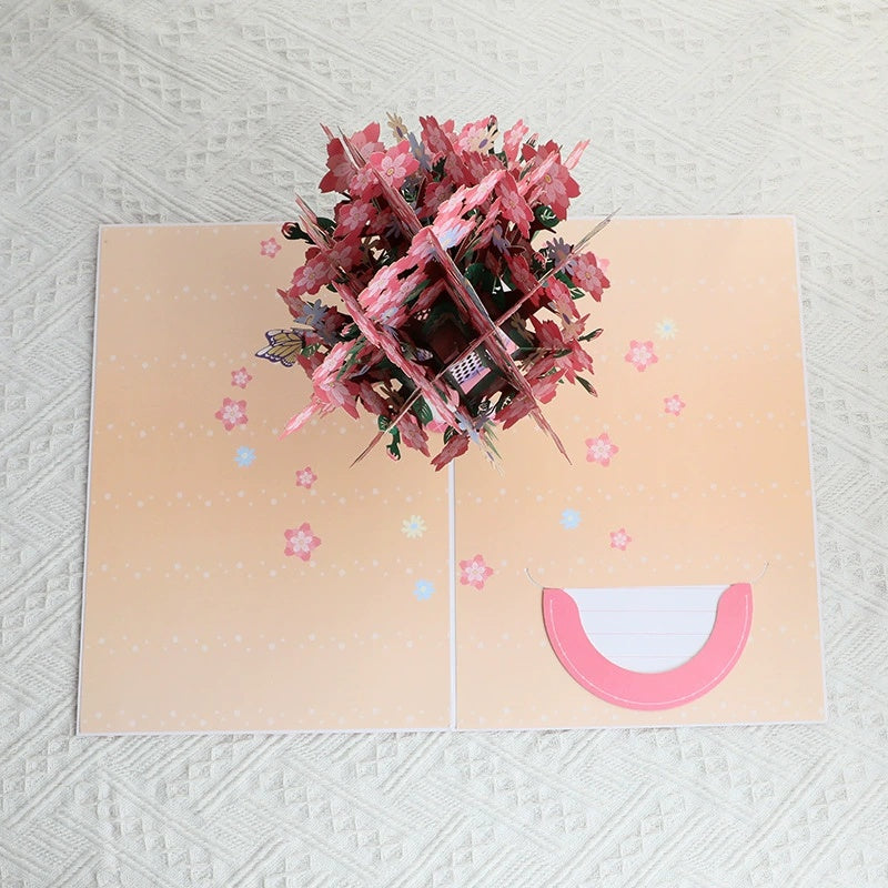 Carte pop-up fleur de cerisier, carte de vœux 3D pour elle