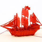 Red Sailing Boat Pop up Card, 3D Greeting Card for Dad