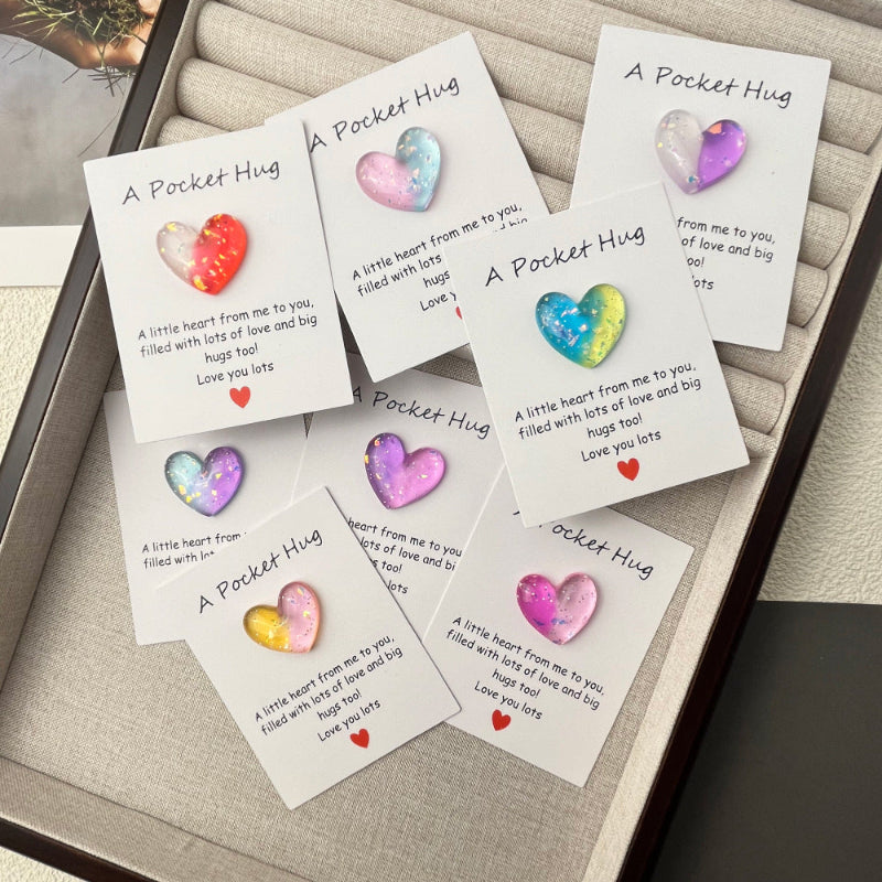 3D Resin Bead Heart Shape, Pocket Hug Set, 7 Pieces for 1 Set