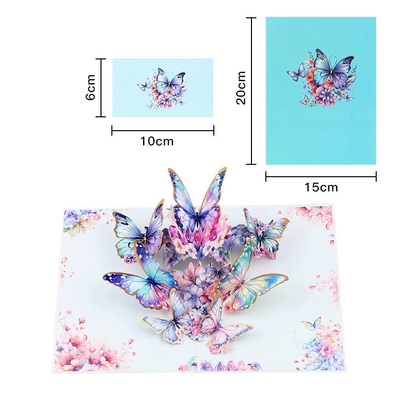 Colorful butterfly design with measurements on a white background