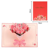 Greeting card with floral design and measurements on a white background