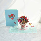 Butterfly Bouquet Pop up Card, 3D Greeting Card for Her