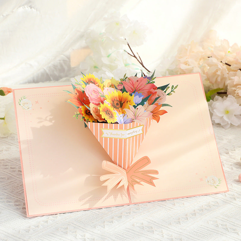 Carte pop-up Bouquet de fleurs, carte de vœux 3D