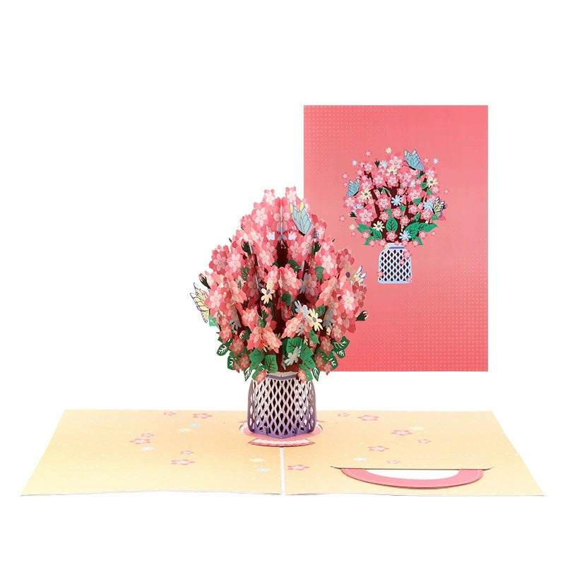 Carte pop-up fleur de cerisier, carte de vœux 3D pour elle