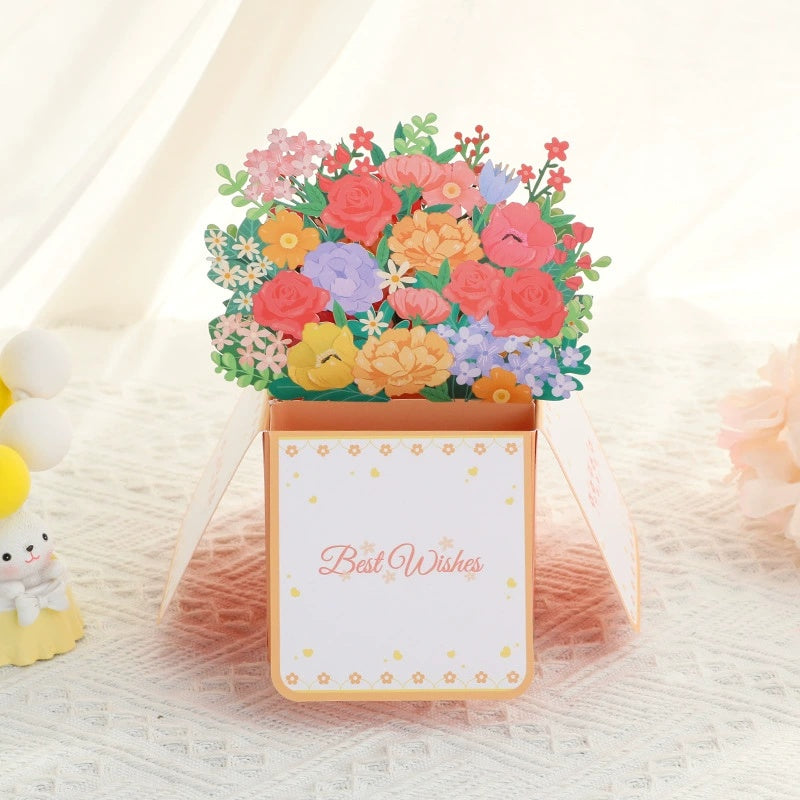 3D floral card with 'Best Wishes' text on a soft background