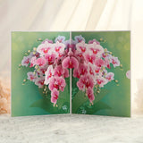 Card with pink orchid design on a light background