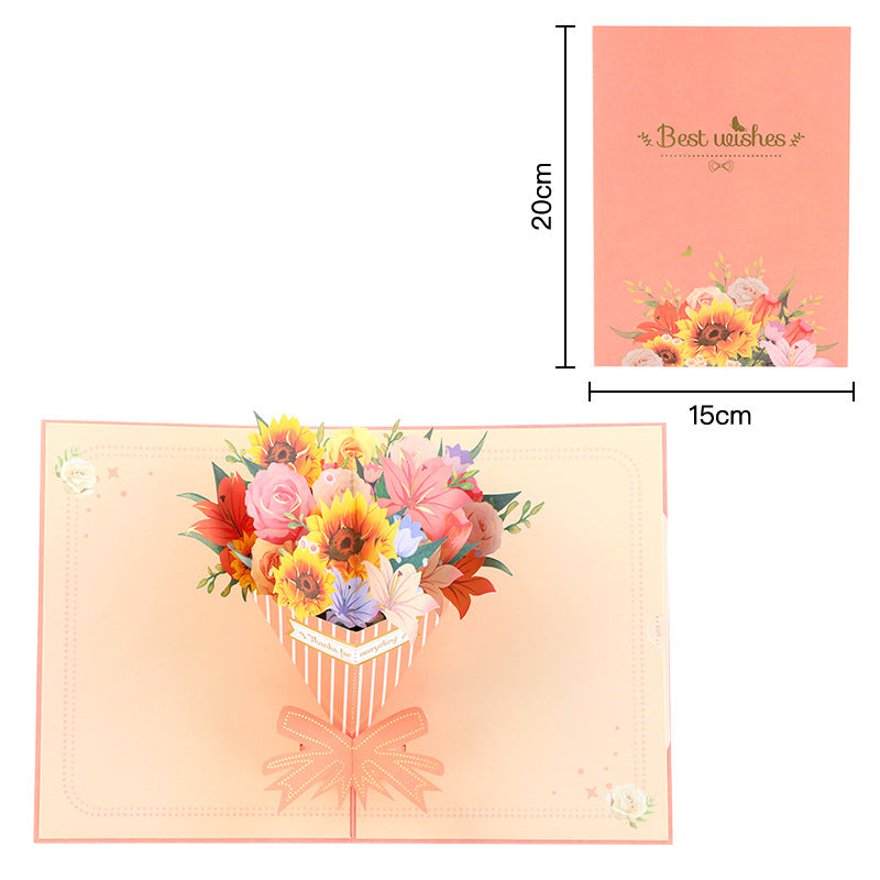 Carte pop-up Bouquet de fleurs, carte de vœux 3D