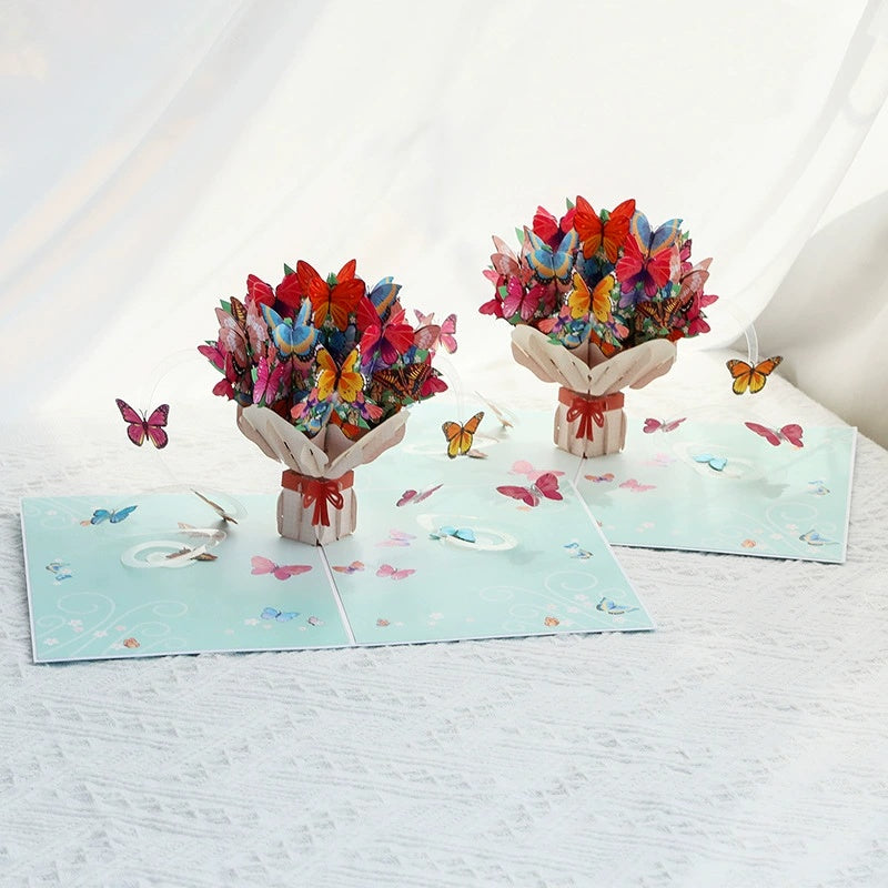 Butterfly Bouquet Pop up Card, 3D Greeting Card for Her
