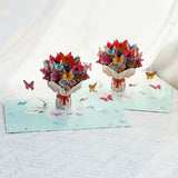 Butterfly Bouquet Pop up Card, 3D Greeting Card for Her
