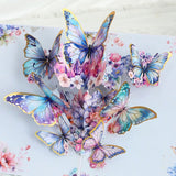 Colorful butterfly decorations on a floral background