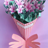 Carte pop-up Bouquet de lys, carte de vœux 3D