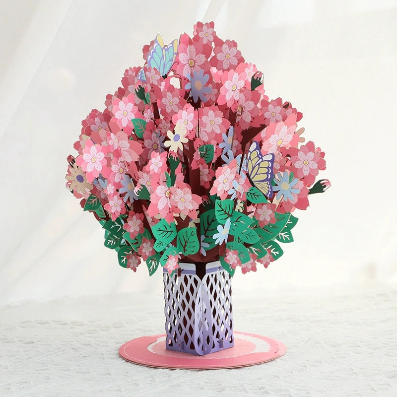 Carte pop-up fleur de cerisier, carte de vœux 3D pour elle