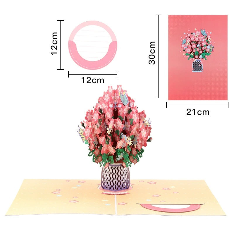 Carte pop-up fleur de cerisier, carte de vœux 3D pour elle