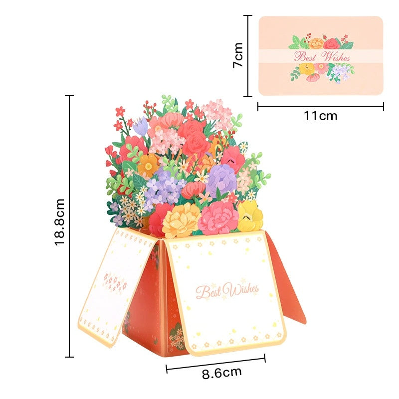 Floral card with measurements on a white background